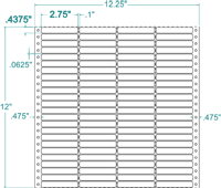 2 3/4" X 7/16" EDP PINFEED LABELS 4 ACROSS $1.42/1000