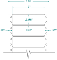 3" X 15/16" EDP PINFEED LABELS 1 ACROSS $2.87/1000