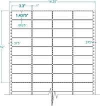 3.3" X 1 7/16" EDP PINFEED LABELS 4 ACROSS $7.18/1000