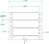 3 1/2" X 15/16" EDP PINFEED LABEL 1 ACROSS $3.02/1000