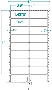 3 1/2" X 1 7/16" EDP PINFEED LABELS 2 ACROSS $4.66/1000