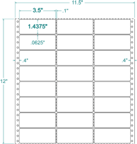 3 1/2" X 1 7/16" EDP PINFEED LABELS 3 ACROSS $4.66/1000