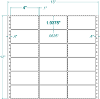 4" X 1 15/16" EDP PINFEED LABEL 3 ACROSS $7.71/1000