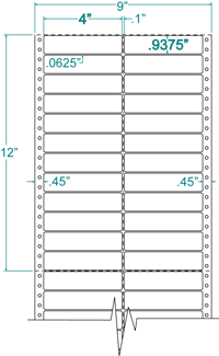4" X 15/16" EDP PINFEED LABEL 2 ACROSS $3.51/1000