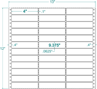 4" X 15/16" EDP PINFEED LABEL 3 ACROSS $3.20/1000
